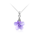 CRYSTALLIZED™, with Alloy, Flower, platinum plated, Violet, 2.3x1.1cm, Hole:Approx 3-5mm, Sold By PC