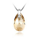 Элемента Сваровски Crystal ожерелье, цинковый сплав, с сваровский, с 5cm наполнитель цепи, Каплевидная форма, покрытый платиной, 1.6x3.3cm, Продан через Приблизительно 15.5 дюймовый Strand