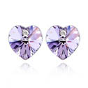 CRYSTALLIZED™ Element Crystal Earring with Zinc Alloy Heart platinum plated Violet Sold By Pair