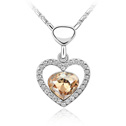 CRYSTALLIZED™ Element Crystal Necklace, with iron chain & Tibetan Style, Heart, platinum plated, with Czech rhinestone, Gold Champagne, 3.0x1.9cm, Sold Per Approx 15.5 Inch Strand