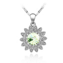 CRYSTALLIZED™ Element Crystal Necklace with iron chain & Zinc Alloy Sunflower platinum plated with Czech rhinestone olive green Sold Per Approx 15.5 Inch Strand