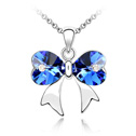 CRYSTALLIZED™ Element Crystal Necklace with Zinc Alloy Bowknot platinum plated Sapphire Sold Per Approx 17-20 Inch Strand