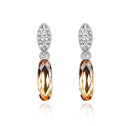 Austrian Crystal Earring, Tibetan Style, with Austrian Crystal, Flat Oval, platinum plated, golden, 0.55x2.9cm, Sold By Pair