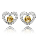 CRYSTALLIZED™ Element Crystal Earring, Tibetan Style, with CRYSTALLIZED™, Heart, platinum plated, golden, 1.5x1.3cm, Sold By Pair
