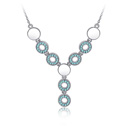 Austrian Crystal Necklace, Tibetan Style, with Austrian Crystal, platinum plated, sea blue, 1.2cm, 6.5x7.7cm, Sold Per Approx 17-20 Inch Strand
