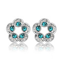 CRYSTALLIZED™ Element Crystal Earring, with Tibetan Style, Flower, platinum plated, Blue Zircon, 1.9x1.9cm, Sold By Pair