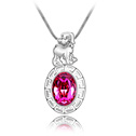 CRYSTALLIZED™ Element Crystal Necklace, Tibetan Style, with CRYSTALLIZED™, Dog, platinum plated, fuchsia, 1.8x3.5cm, Sold Per Approx 17-20 Inch Strand