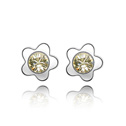 Austrian Crystal Earring Zinc Alloy with Austrian Crystal stainless steel post pin Flower platinum plated yellow Sold By Pair
