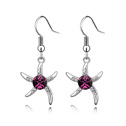 Austrian Crystal Earring Zinc Alloy with Austrian Crystal Starfish platinum plated purple Sold By Pair