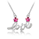 CRYSTALLIZED™ Element Crystal Necklace Zinc Alloy with iron chain & CRYSTALLIZED™ Letter word love platinum plated with rhinestone fuchsia Sold Per Approx 17-20 Inch Strand