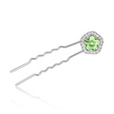 Hair Pins Zinc Alloy with Austrian Crystal Flower platinum plated olive Sold By PC