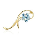 CRYSTALLIZED™ Element Crystal Brooch with Zinc Alloy Flower 18K gold plated Aquamarine Sold By PC