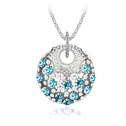 CRYSTALLIZED™ Crystal Element svetr řetěz náhrdelník, Zinek, s CRYSTALLIZED™, Flat Round, platina á, s Austrálií drahokamu, sea ​​blue, 4.6x6.2cm, Prodáno za Cca 31.5 inch Strand