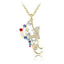 CRYSTALLIZED™, with Tibetan Style, Butterfly, 18K gold plated, with Austria rhinestone, multi-colored, 4.5x7.2cm, Sold Per Approx 31.5 Inch Strand
