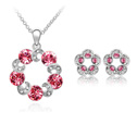 Earring & necklace CRYSTALLIZED™ with Zinc Alloy Flower platinum plated Rose  Length Approx 17-20 Inch Sold By Set