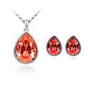 earring & necklace, CRYSTALLIZED™, with Tibetan Style, Teardrop, platinum plated, Padparadscha, 0.8x1.0cm, 1.5x2.9cm, Length:Approx 17-20 Inch, Sold By Set