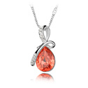 CRYSTALLIZED™ Element Crystal Necklace, with Tibetan Style, Teardrop, platinum plated, Padparadscha, 1.7x3.2cm, Sold Per Approx 17-20 Inch Strand