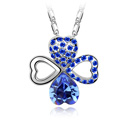 CRYSTALLIZED™ Element Crystal Necklace, with Tibetan Style, Four Leaf Clover, real gold plated, with Austria rhinestone, Crystal Bermuda Blue, 1.9x1.9cm, Sold Per Approx 15-20 Inch Strand