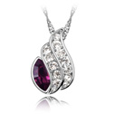 CRYSTALLIZED™ Element Crystal Necklace with Zinc Alloy Teardrop real gold plated with Austria rhinestone Violet Sold Per Approx 15-20 Inch Strand