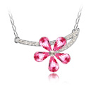 Элемента Кристалл АА класса Crystal ожерелье, сваровский, с цинковый сплав, Форма цветка, покрытый платиной, со стразами, розовый, 3.8x2.2cm, Продан через Приблизительно 17-20 дюймовый Strand