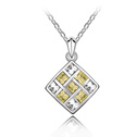 Swarovski Kristall Halsketten, mit Zinklegierung, Rhombus, platiniert, Oval-Kette, orange, 1.8x2.7cm, verkauft per ca. 15-18 ZollInch Strang
