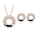 CRYSTALLIZED™ элемент Кристалл Ювелирные наборы, серьги & ожерелье, сваровский, с цинковый сплав, Кольцевая форма, плакирование настоящим розовым золотом, кристальный, 1.6x1.6cm, 2.0x2.0cm, длина:Приблизительно 17-20 дюймовый, продается указан