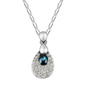 CRYSTALLIZED™ Element Crystal Necklace, with Tibetan Style, Teardrop, platinum plated, bar chain, Caribbean Blue, 1.3x2.7cm, Sold Per Approx 15-18 Inch Strand