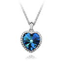 CRYSTALLIZED™ Element Crystal Necklace with Zinc Alloy Heart platinum plated Aquamarine Sold Per Approx 15-18 Inch Strand