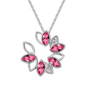 Элемента Кристалл АА класса Crystal ожерелье, сваровский, с цинковый сплав, Форма цветка, покрытый платиной, со стразами, розовый, 3.4x3.4cm, Продан через Приблизительно 17-20 дюймовый Strand