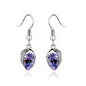 CRYSTALLIZED™ Element Crystal Earring, with Tibetan Style, platinum plated, Tanzanite, 1.0x3.3cm, Sold By Pair