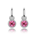 Austrian Crystal Earring Zinc Alloy with Austrian Crystal Flat Round platinum plated bright rosy red Sold By Pair