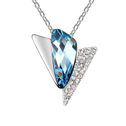 Collar de Elemento de Cristal Swarovski, con aleación de zinc, chapado en platina real, con diamantes de imitación, Aguamarina, 2.9x2.5cm, Vendido para aproximado 17-20 Inch Sarta