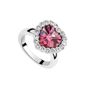 Элемента CRYSTALLIZED™ Кристалл палец кольцо, сваровский, с цинковый сплав, Сердце, покрытый платиной, розовый, 1.5cm, размер:6-10, продается PC