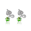 CRYSTALLIZED™ Element Crystal Earring with Zinc Alloy Flower platinum plated olive green 1.4cm Sold By Pair