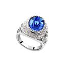CRYSTALLIZED™ Element Crystal Finger Ring with Zinc Alloy platinum plated Aquamarine 2.0cm US Ring Sold By PC