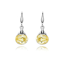 Austrian Crystal Earring, Tibetan Style, with Austrian Crystal, platinum plated, yellow, 1.2x3.2cm, Sold By Pair