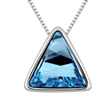 Collar de Elemento de Cristal Swarovski, con aleación de zinc, Triángulo, chapado en platina real, Aguamarina, 1.9x1.9cm, Vendido para aproximado 17-20 Inch Sarta