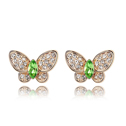CRYSTALLIZED™ Element Crystal Earring with Zinc Alloy Butterfly real gold plated olive green Sold By Pair