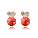 CRYSTALLIZED™ Element Crystal Earring, with Tibetan Style, real gold plated, Padparadscha, 1.1x1.7cm, Sold By Pair