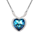 CRYSTALLIZED™ Crystal Element svetr řetěz náhrdelník, s Zinek, s 5cm extender řetězce, Srdce, skutečný pozlacené, Crystal Bermuda blue, 3.4x4.4cm, Prodáno za Cca 31.5 inch Strand
