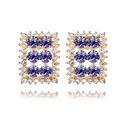 CRYSTALLIZED™ Element Crystal Earring with Zinc Alloy Rectangle real gold plated Tanzanite Sold By Pair