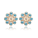 CRYSTALLIZED™ Element Crystal Earring, with Tibetan Style, Flower, real gold plated, Aquamarine, 1.8cm, Sold By Pair