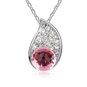 Элемента Сваровски Crystal ожерелье, сваровский, с цинковый сплав, с 5cm наполнитель цепи, покрытый платиной, Светло-розовый, 1.1x1.8cm, Продан через Приблизительно 15.5 дюймовый Strand