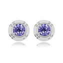 CRYSTALLIZED™ Element Crystal Earring, with Tibetan Style, platinum plated, Tanzanite, 1.2x1.2cm, Sold By Pair