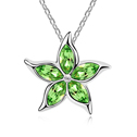Элемента Сваровски Crystal ожерелье, сваровский, с цинковый сплав, Форма цветка, покрытый платиной, насыщенный зеленый, 2.9x2.9cm, Продан через Приблизительно 17-20 дюймовый Strand