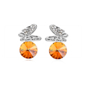 CRYSTALLIZED™ Element Crystal Earring, with Tibetan Style, platinum plated, Smoked Topaz, 0.9x1.6cm, Sold By Pair
