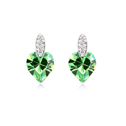 CRYSTALLIZED™ Element Crystal Earring with Zinc Alloy Heart platinum plated olive green Sold By Pair