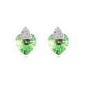 Austrian Crystal Earring Zinc Alloy with Austrian Crystal Heart platinum plated olive Sold By Pair