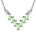 Австрийских кристаллов ожерелья, цинковый сплав, с Австрийский хрусталь, Прямоугольная форма, покрытый платиной, оливковый, 2.5x2.0cm, Продан через Приблизительно 17-20 дюймовый Strand
