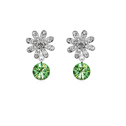 CRYSTALLIZED™ Element Crystal Earring, with Tibetan Style, Flower, platinum plated, Peridot, 1.3x2.5cm, Sold By Pair